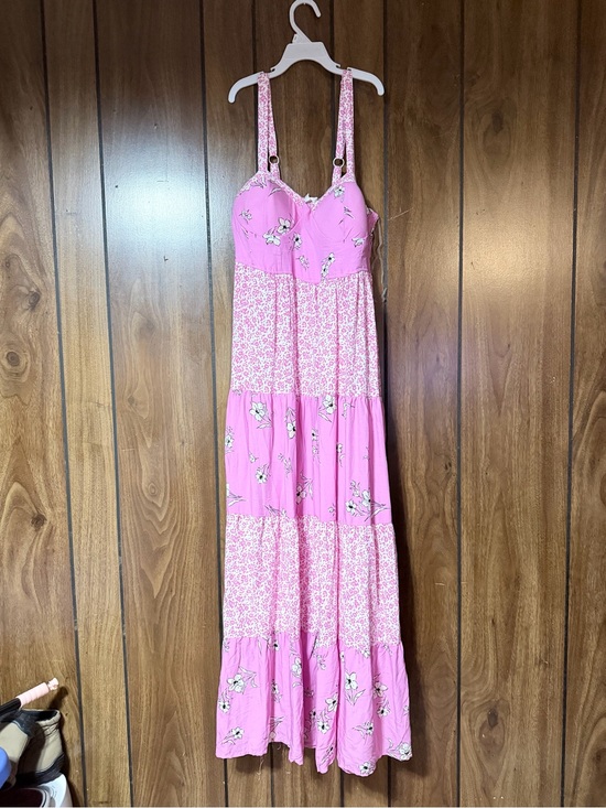 No Comment Dresses & Skirts - Pink Floral Maxi Dress with Spaghetti Straps